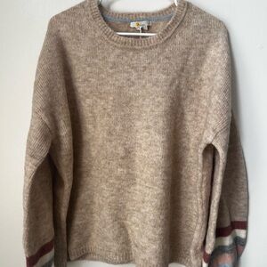 Boden Beige Sweater with Colorful Stripes